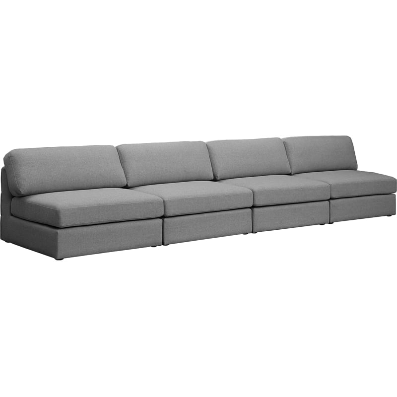 Meridian Furniture Beckham Grey Durable Linen Textured Fabric Modular Sofa