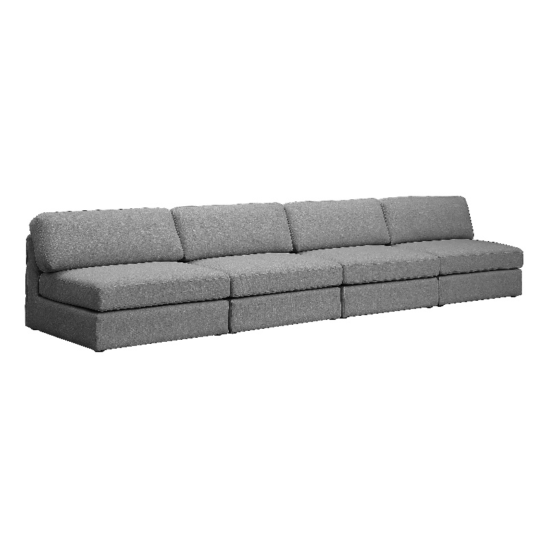 Meridian Furniture Beckham Grey Durable Linen Textured Fabric Modular Sofa