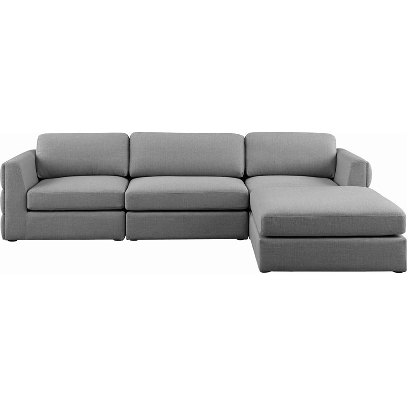 Meridian Furniture Beckham Grey Durable Linen Textured Fabric Modular Sectional
