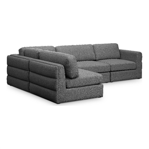 Meridian Furniture Beckham Grey Durable Linen Textured Fabric Modular Sectional