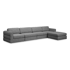 Meridian Furniture Beckham Grey Durable Linen Textured Fabric Modular Sectional