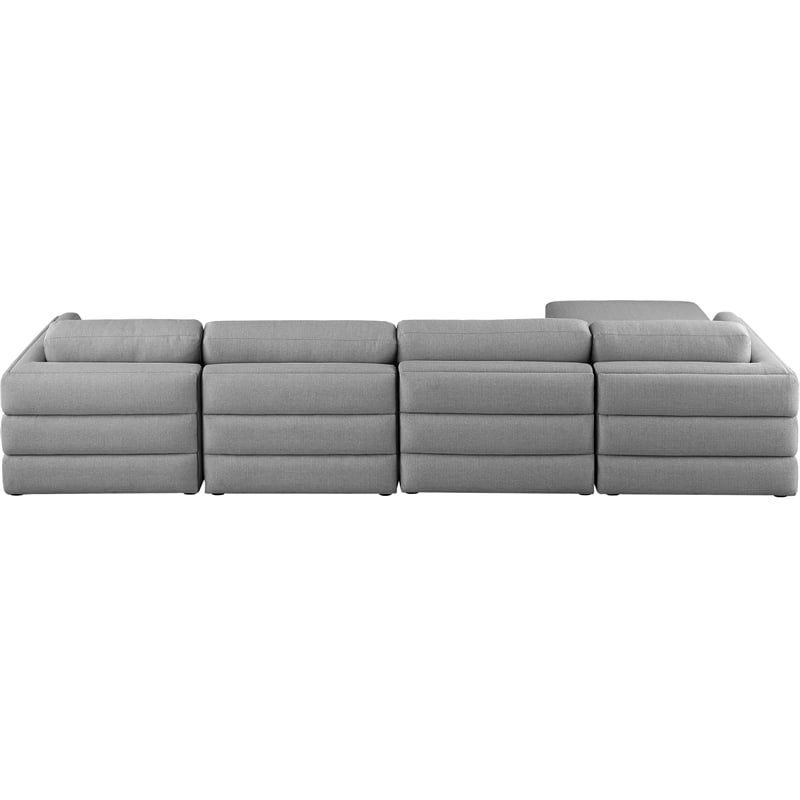 Meridian Furniture Beckham Grey Durable Linen Textured Fabric Modular Sectional