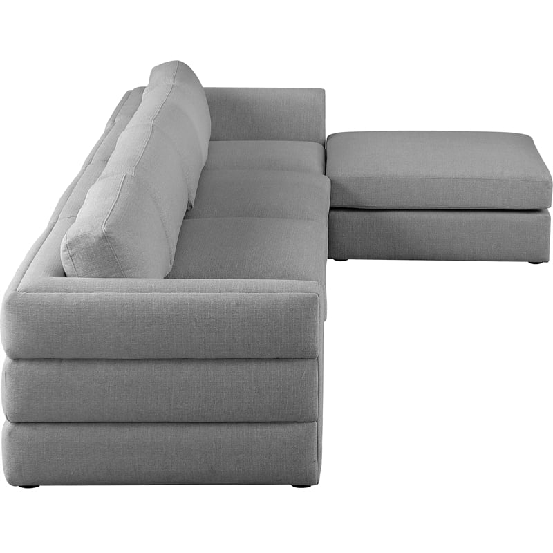Meridian Furniture Beckham Grey Durable Linen Textured Fabric Modular Sectional