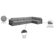 Meridian Furniture Beckham Grey Durable Linen Textured Fabric Modular Sectional
