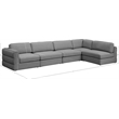 Meridian Furniture Beckham Grey Durable Linen Textured Fabric Modular Sectional