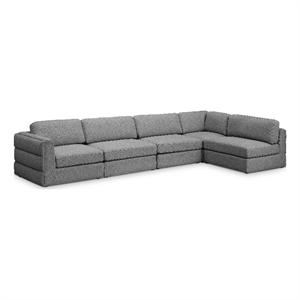 Meridian Furniture Beckham Grey Durable Linen Textured Fabric Modular Sectional