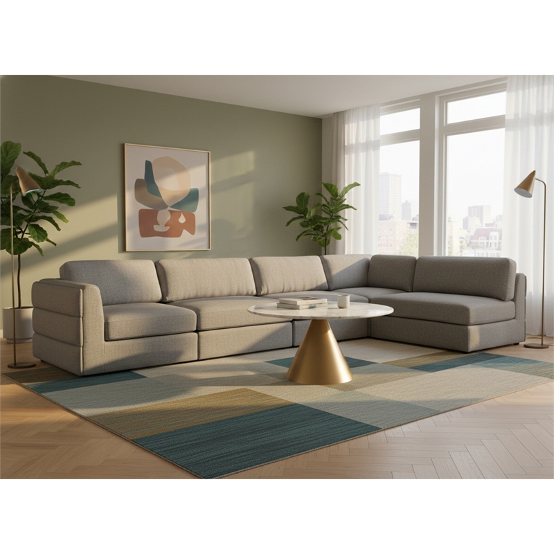 Meridian Furniture Beckham Grey Durable Linen Textured Fabric Modular Sectional
