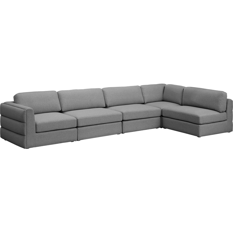 Meridian Furniture Beckham Grey Durable Linen Textured Fabric Modular Sectional