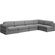 Meridian Furniture Beckham Grey Durable Linen Textured Fabric Modular Sectional