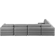 Meridian Furniture Beckham Grey Durable Linen Textured Fabric Modular Sectional
