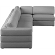 Meridian Furniture Beckham Grey Durable Linen Textured Fabric Modular Sectional