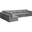 Meridian Furniture Beckham Grey Durable Linen Textured Fabric Modular Sectional