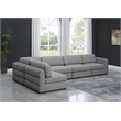 Meridian Furniture Beckham Grey Durable Linen Textured Fabric Modular Sectional