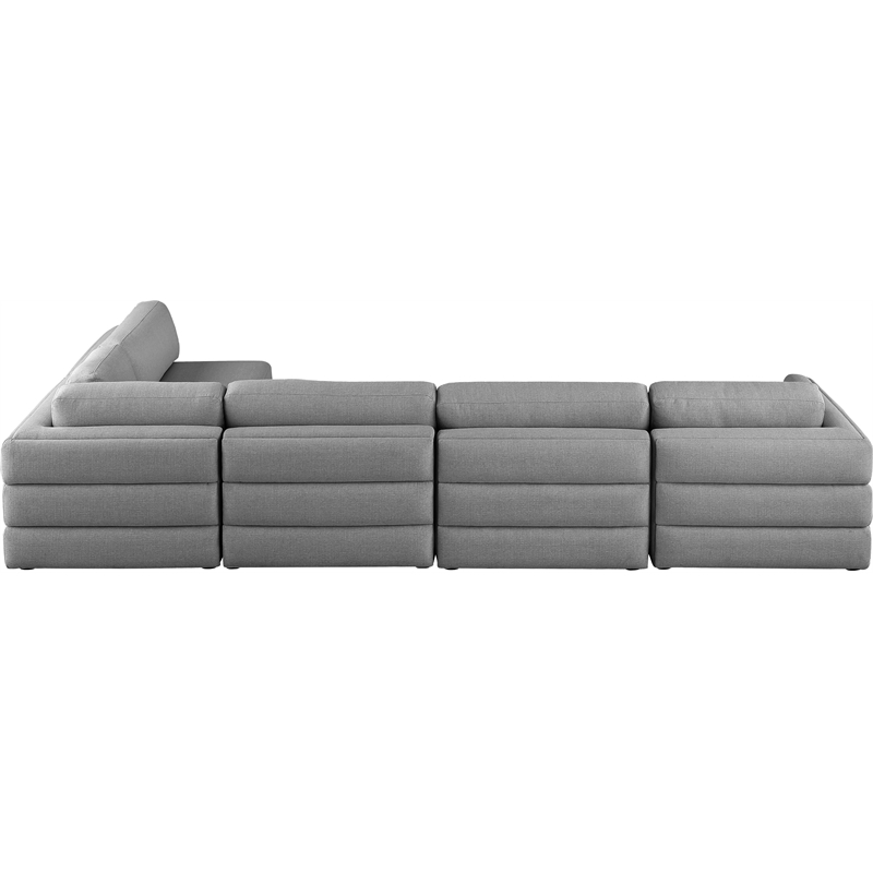 Meridian Furniture Beckham Grey Durable Linen Textured Fabric Modular Sectional