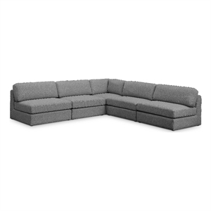 Meridian Furniture Beckham Grey Durable Linen Textured Fabric Modular Sectional