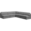 Meridian Furniture Beckham Grey Durable Linen Textured Fabric Modular Sectional