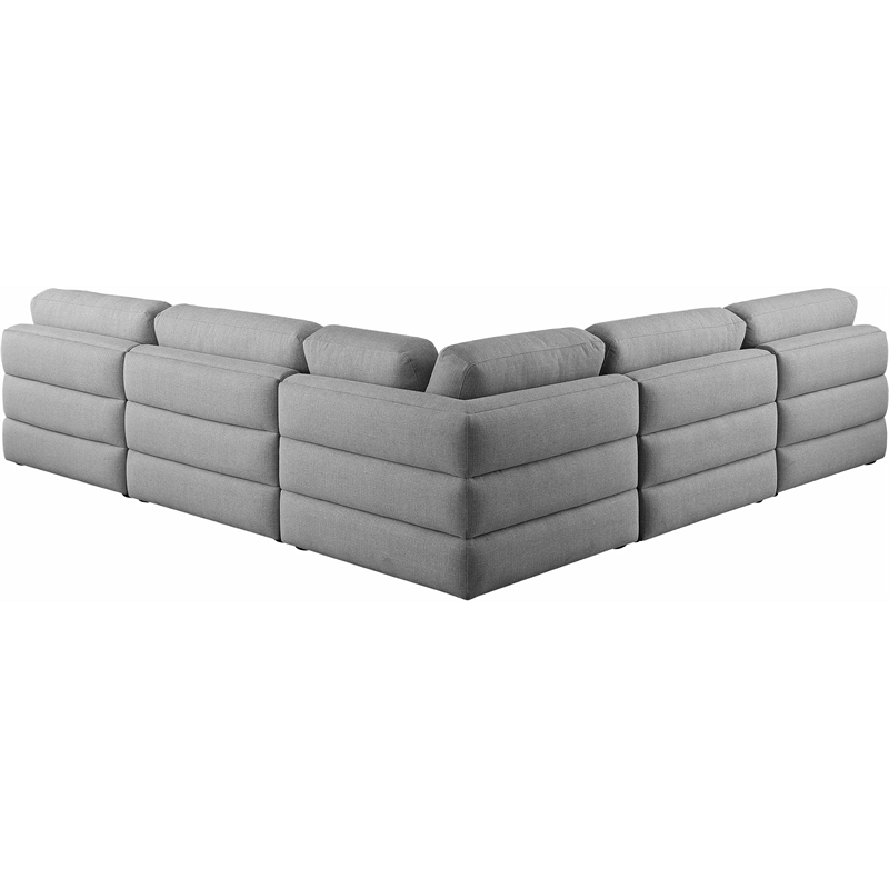 Meridian Furniture Beckham Grey Durable Linen Textured Fabric Modular Sectional