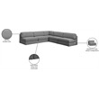 Meridian Furniture Beckham Grey Durable Linen Textured Fabric Modular Sectional