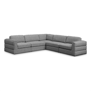 Meridian Furniture Beckham Grey Durable Linen Textured Fabric Modular Sectional