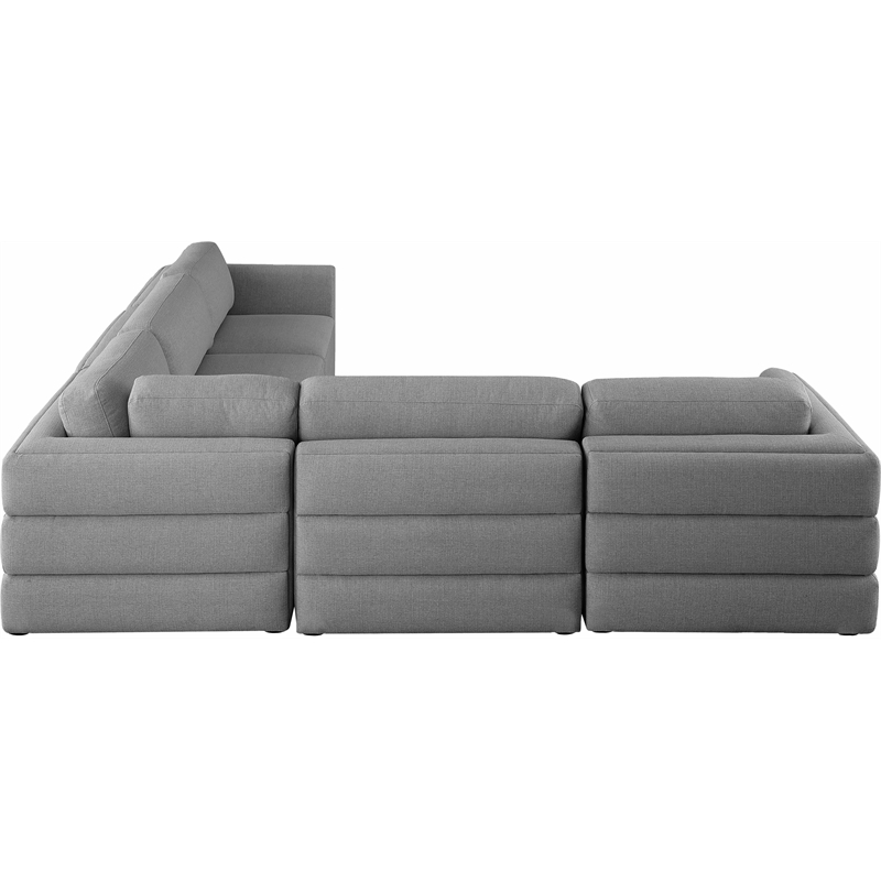 Meridian Furniture Beckham Grey Durable Linen Textured Fabric Modular Sectional