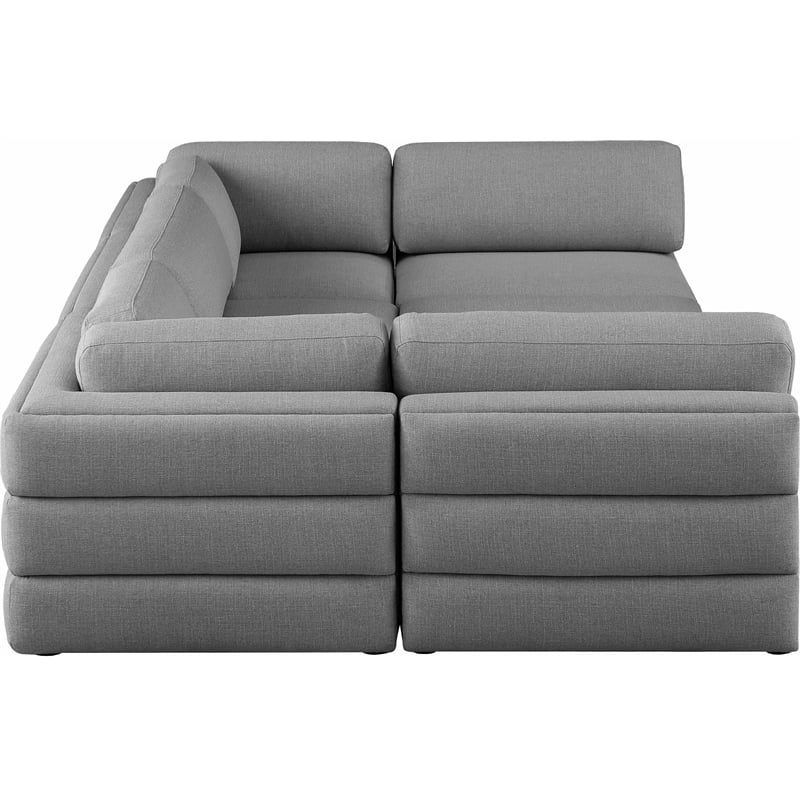 Meridian Furniture Beckham Grey Durable Linen Textured Fabric Modular Sectional