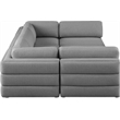 Meridian Furniture Beckham Grey Durable Linen Textured Fabric Modular Sectional