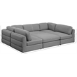 Meridian Furniture Beckham Grey Durable Linen Textured Fabric Modular Sectional