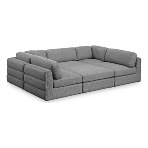 Meridian Furniture Beckham Grey Durable Linen Textured Fabric Modular Sectional