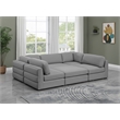 Meridian Furniture Beckham Grey Durable Linen Textured Fabric Modular Sectional