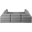 Meridian Furniture Beckham Grey Durable Linen Textured Fabric Modular Sectional