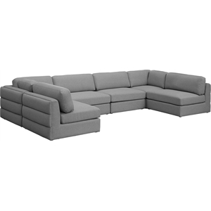 Meridian Furniture Beckham Grey Durable Linen Textured Fabric Modular Sectional