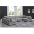 Meridian Furniture Beckham Grey Durable Linen Textured Fabric Modular Sectional