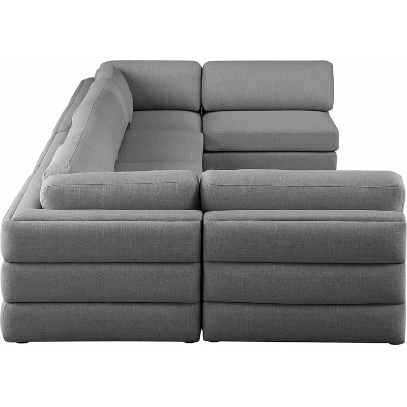 Meridian Furniture Beckham Grey Durable Linen Textured Fabric Modular Sectional