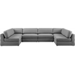 Meridian Furniture Beckham Grey Durable Linen Textured Fabric Modular Sectional
