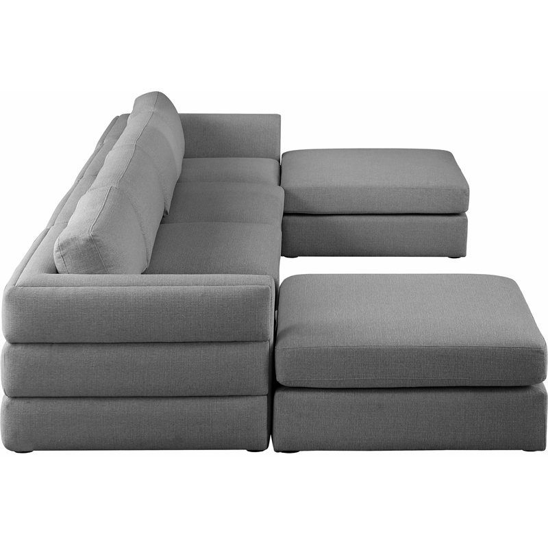 Meridian Furniture Beckham Grey Durable Linen Textured Fabric Modular Sectional