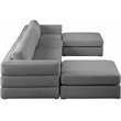 Meridian Furniture Beckham Grey Durable Linen Textured Fabric Modular Sectional