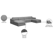 Meridian Furniture Beckham Grey Durable Linen Textured Fabric Modular Sectional