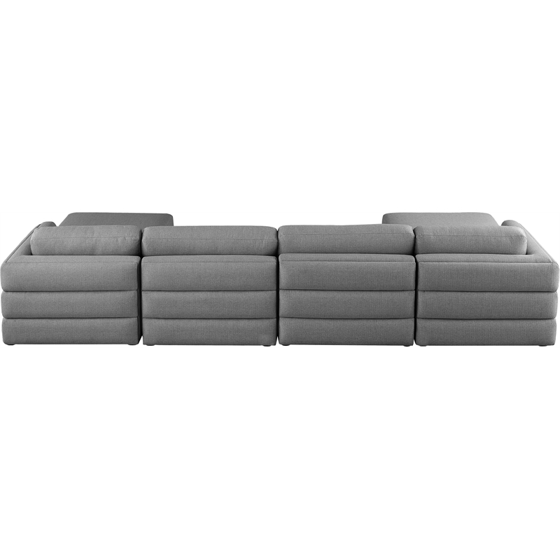 Meridian Furniture Beckham Grey Durable Linen Textured Fabric Modular Sectional