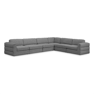 Meridian Furniture Beckham Grey Durable Linen Textured Fabric Modular Sectional