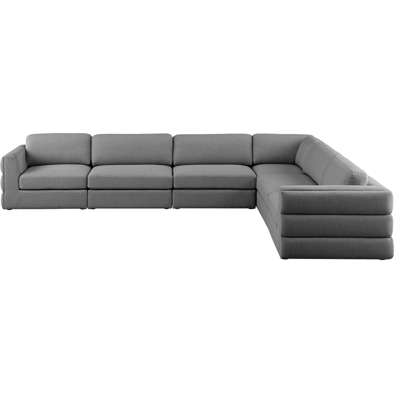 Meridian Furniture Beckham Grey Durable Linen Textured Fabric Modular Sectional