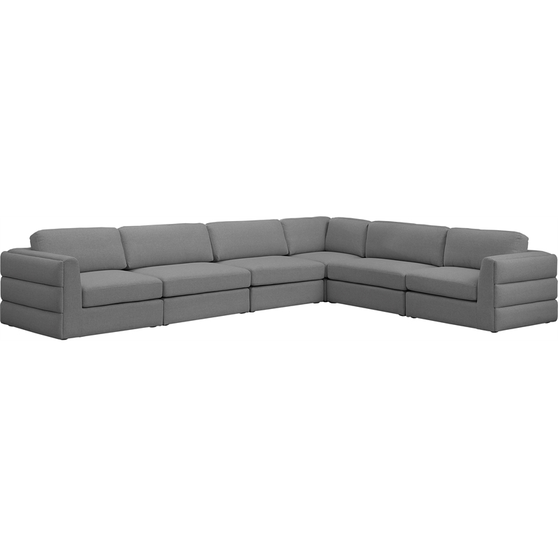 Meridian Furniture Beckham Grey Durable Linen Textured Fabric Modular Sectional