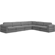 Meridian Furniture Beckham Grey Durable Linen Textured Fabric Modular Sectional