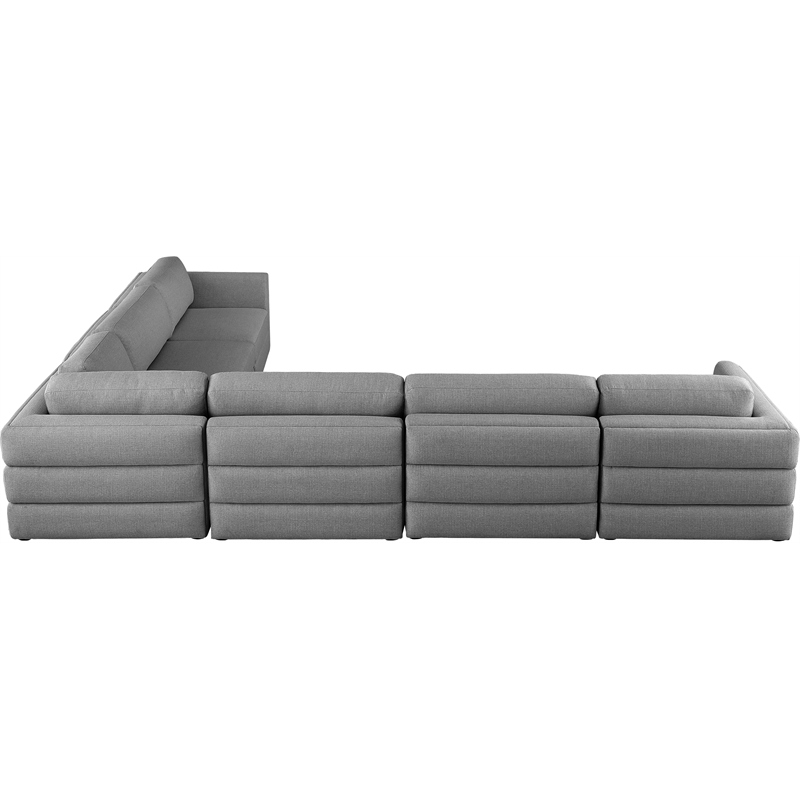 Meridian Furniture Beckham Grey Durable Linen Textured Fabric Modular Sectional