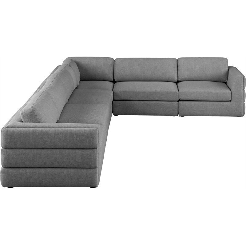 Meridian Furniture Beckham Grey Durable Linen Textured Fabric Modular Sectional
