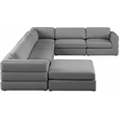 Meridian Furniture Beckham Grey Durable Linen Textured Fabric Modular Sectional