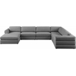 Meridian Furniture Beckham Grey Durable Linen Textured Fabric Modular Sectional