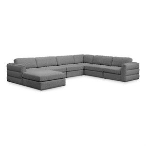 Meridian Furniture Beckham Grey Durable Linen Textured Fabric Modular Sectional