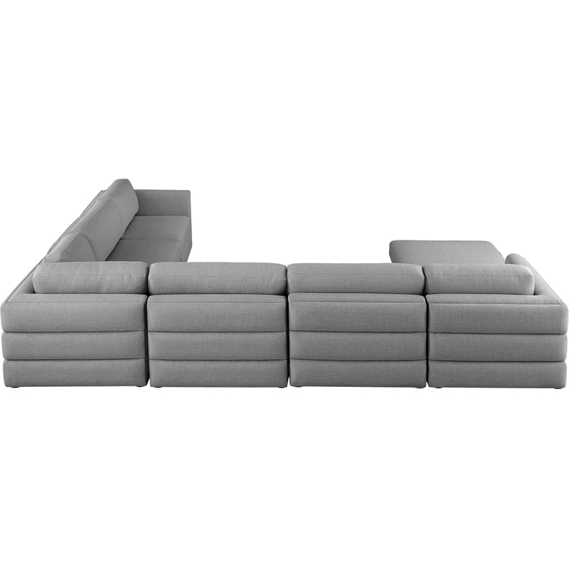 Meridian Furniture Beckham Grey Durable Linen Textured Fabric Modular Sectional