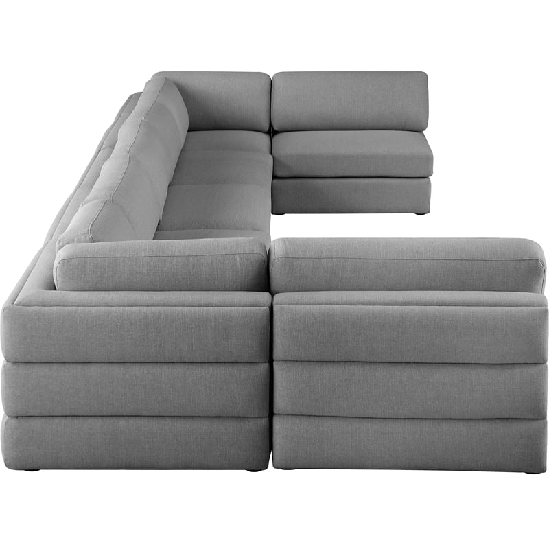 Meridian Furniture Beckham Grey Durable Linen Textured Fabric Modular Sectional