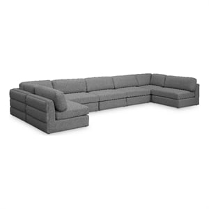 Meridian Furniture Beckham Grey Durable Linen Textured Fabric Modular Sectional
